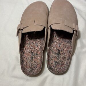 Mules slides clogs blush- pink/beige one buckle